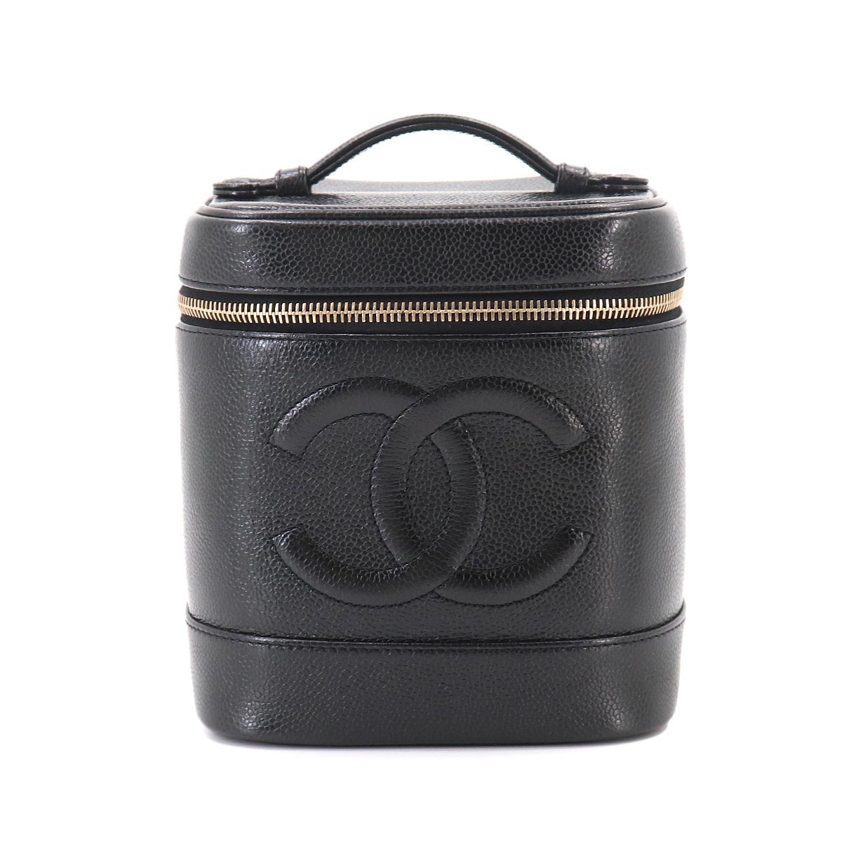 Vanity Hand Bag Leather Black A01998 Coco Logos Vintage Purse