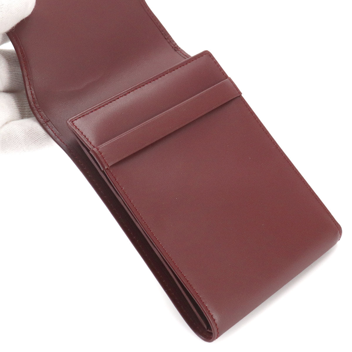 Compact Wallet Leather Bordeaux Purse