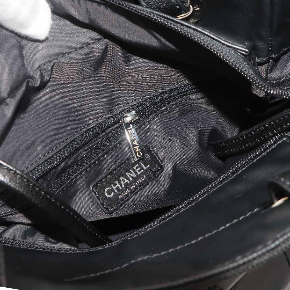 Paris Biarritz PM Tote Bag PVC Nylon Leather Black A34208 Purse