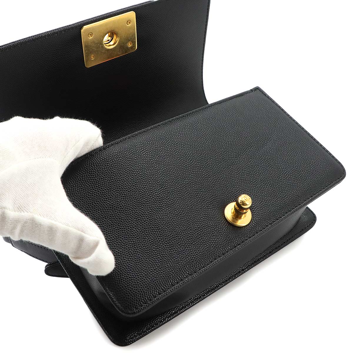 BOY CHANEL Small Chain Shoulder Bag Leather Black A67085