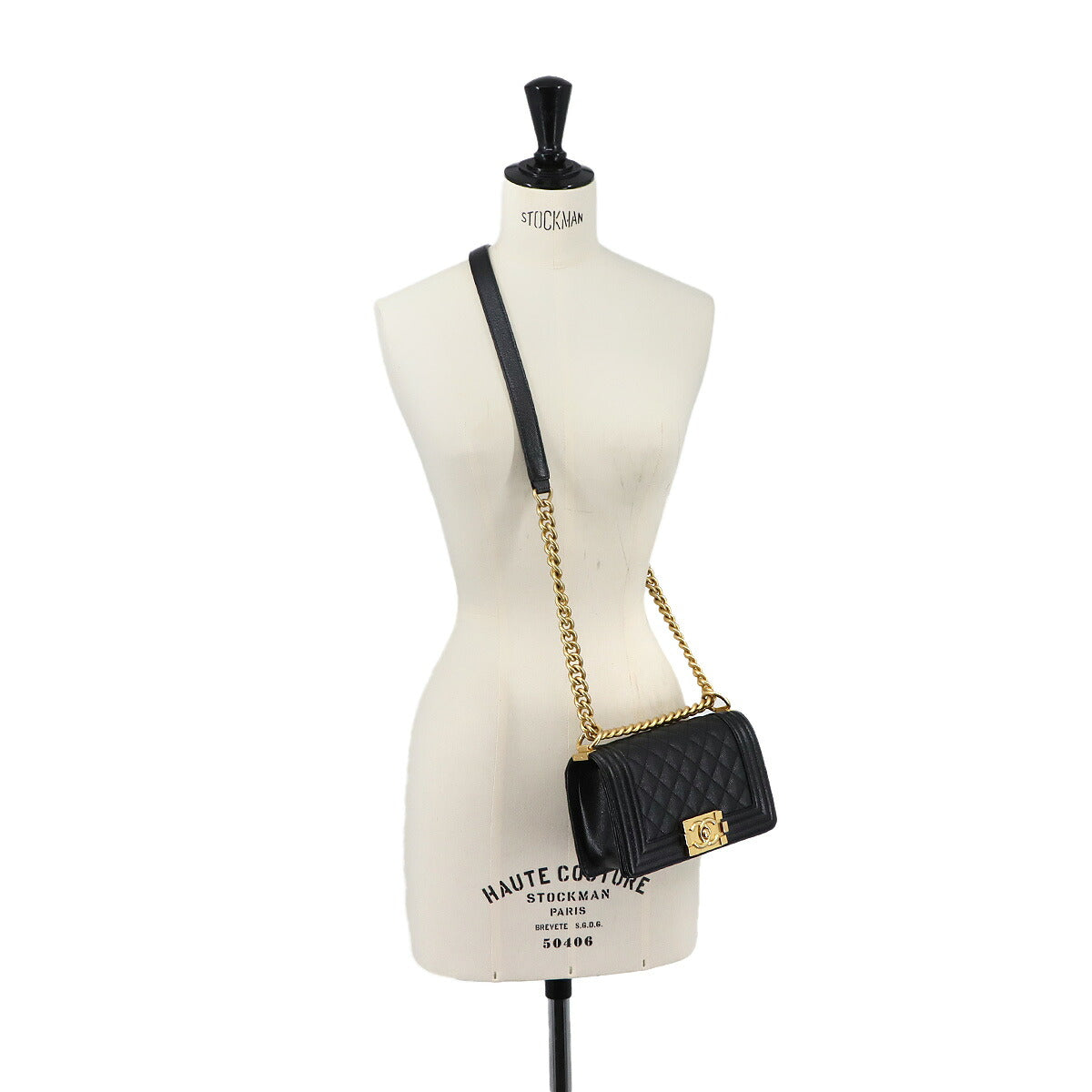 BOY CHANEL Small Chain Shoulder Bag Leather Black A67085