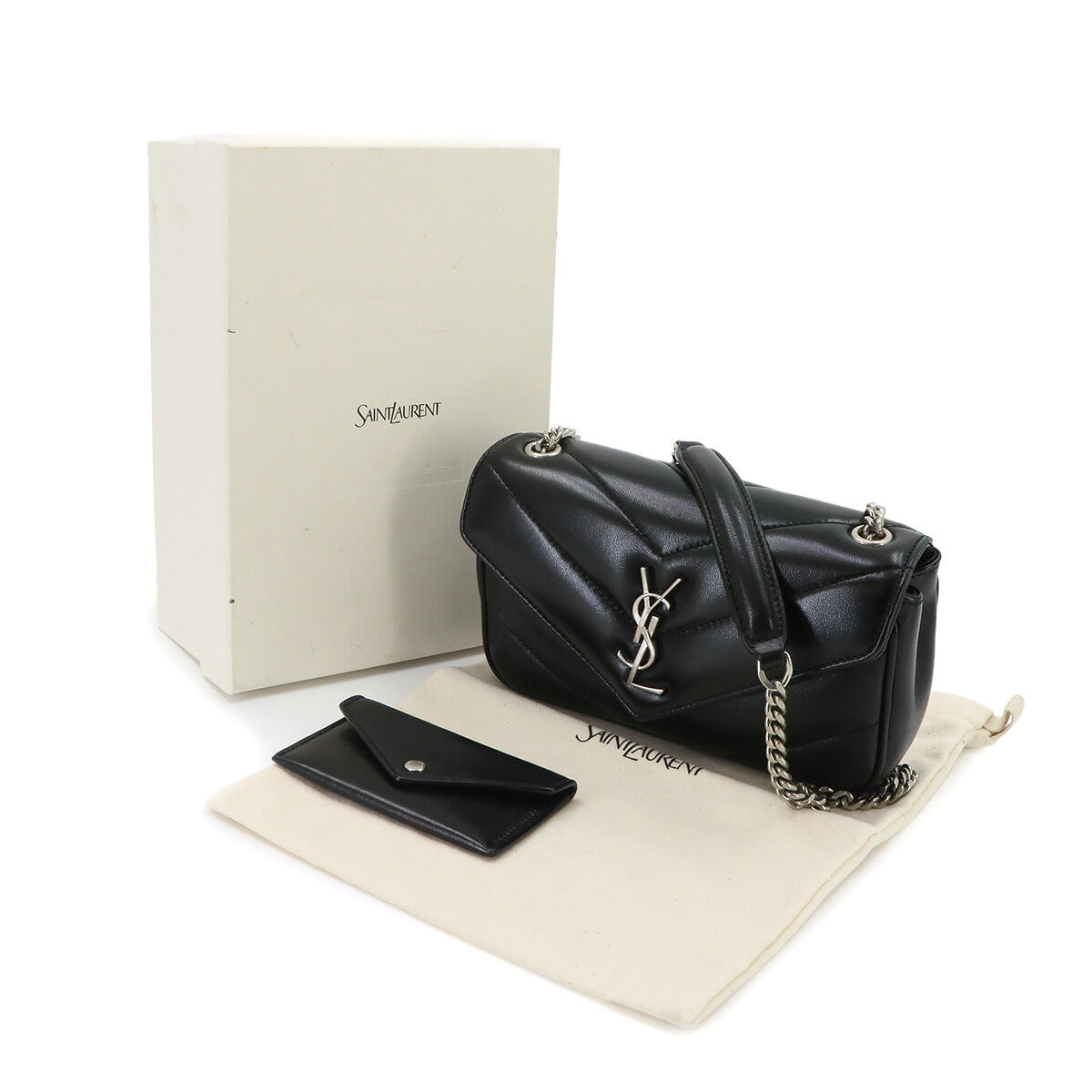 Loulou Mini Chain Shoulder Bag Leather Black 821749