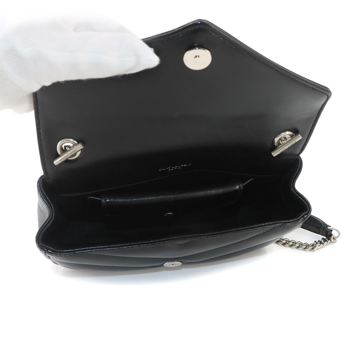 Loulou Mini Chain Shoulder Bag Leather Black 821749