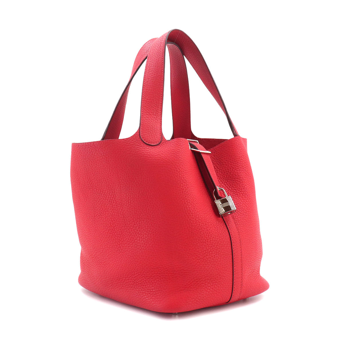 Picotin Lock MM Hand Bag Taurillon Clemence Rouge tomate