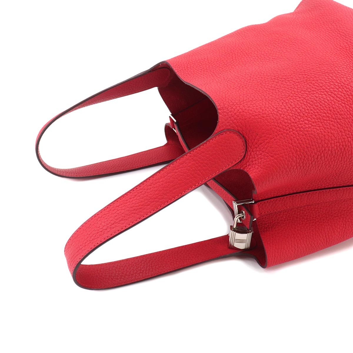 Picotin Lock MM Hand Bag Taurillon Clemence Rouge tomate