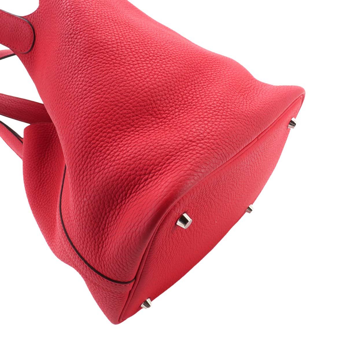 Picotin Lock MM Hand Bag Taurillon Clemence Rouge tomate