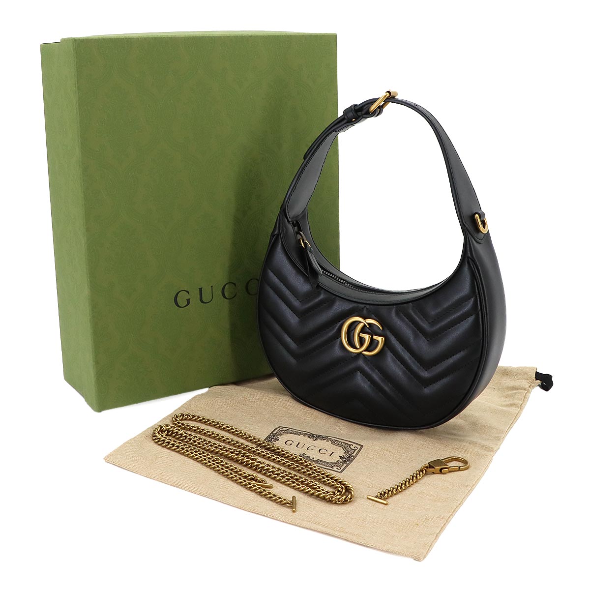 GG Marmont Half Moon Shaped Mini Hand Shoulder Bag Leather 699514