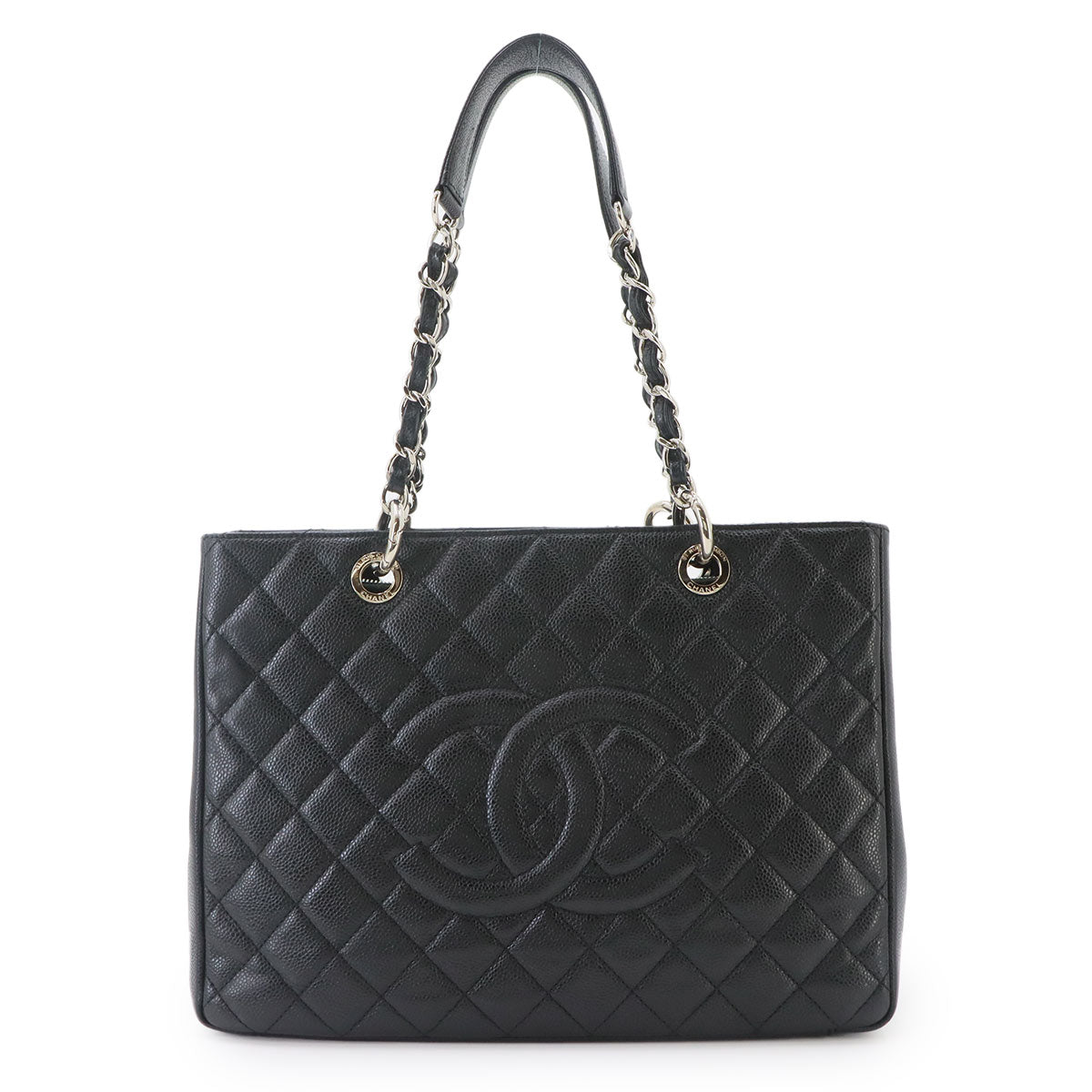 Matelasse Grand Shopping Tote Bag Leather Black GST A50995