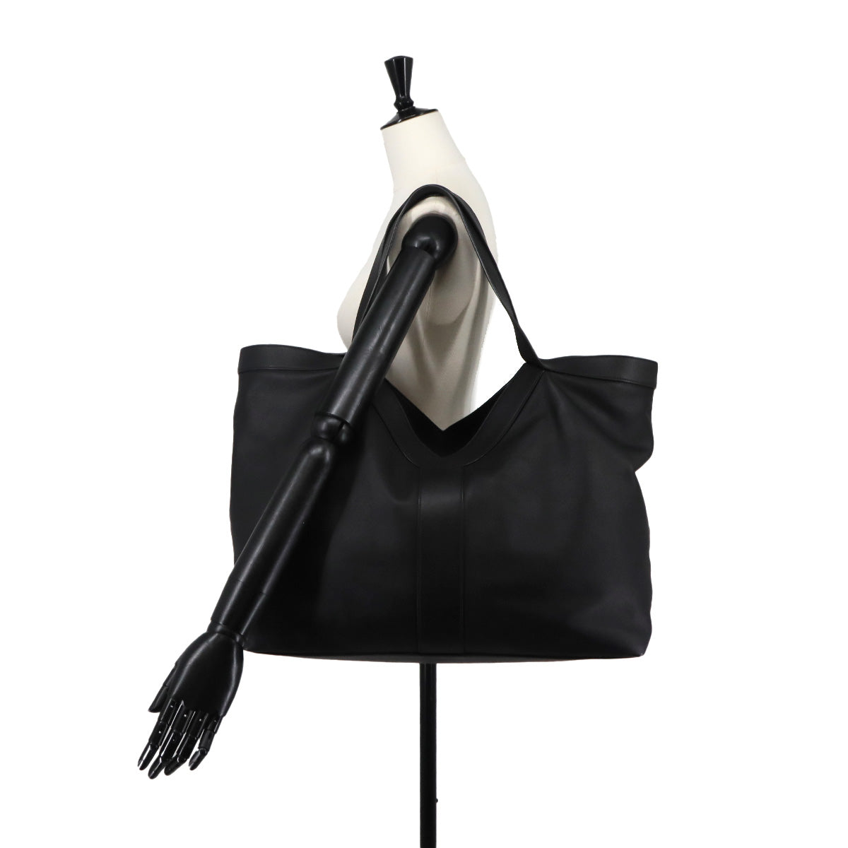 Y Large Tote Bag Leather Black 820672 Purse