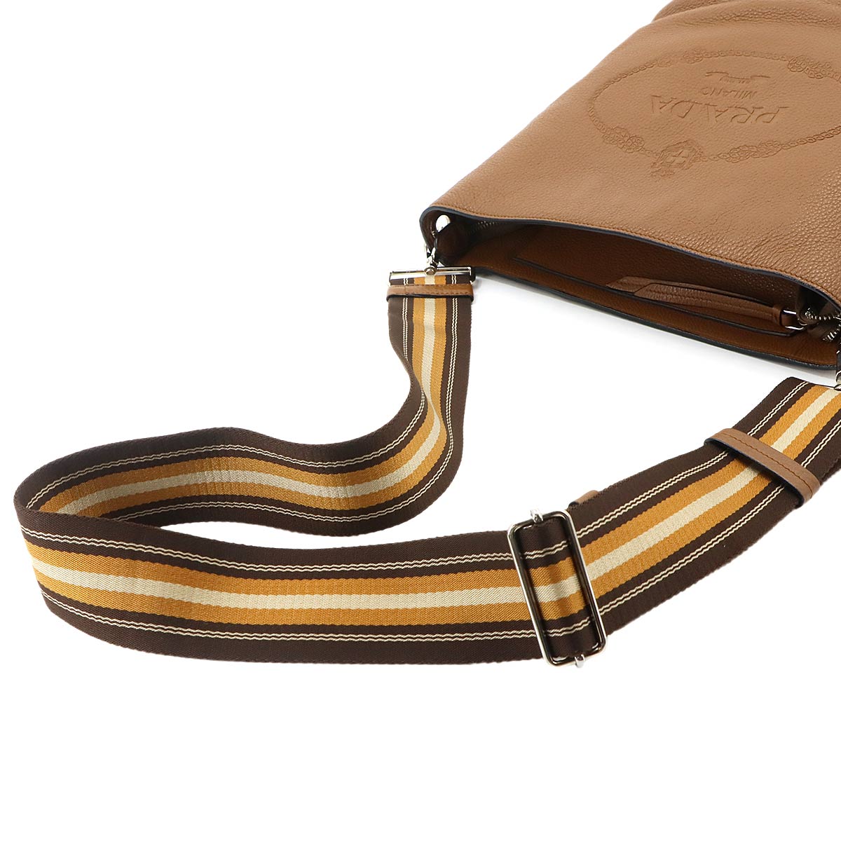 Shoulder Bag Leather Cannella Brown 1BE023 Emboss Logos