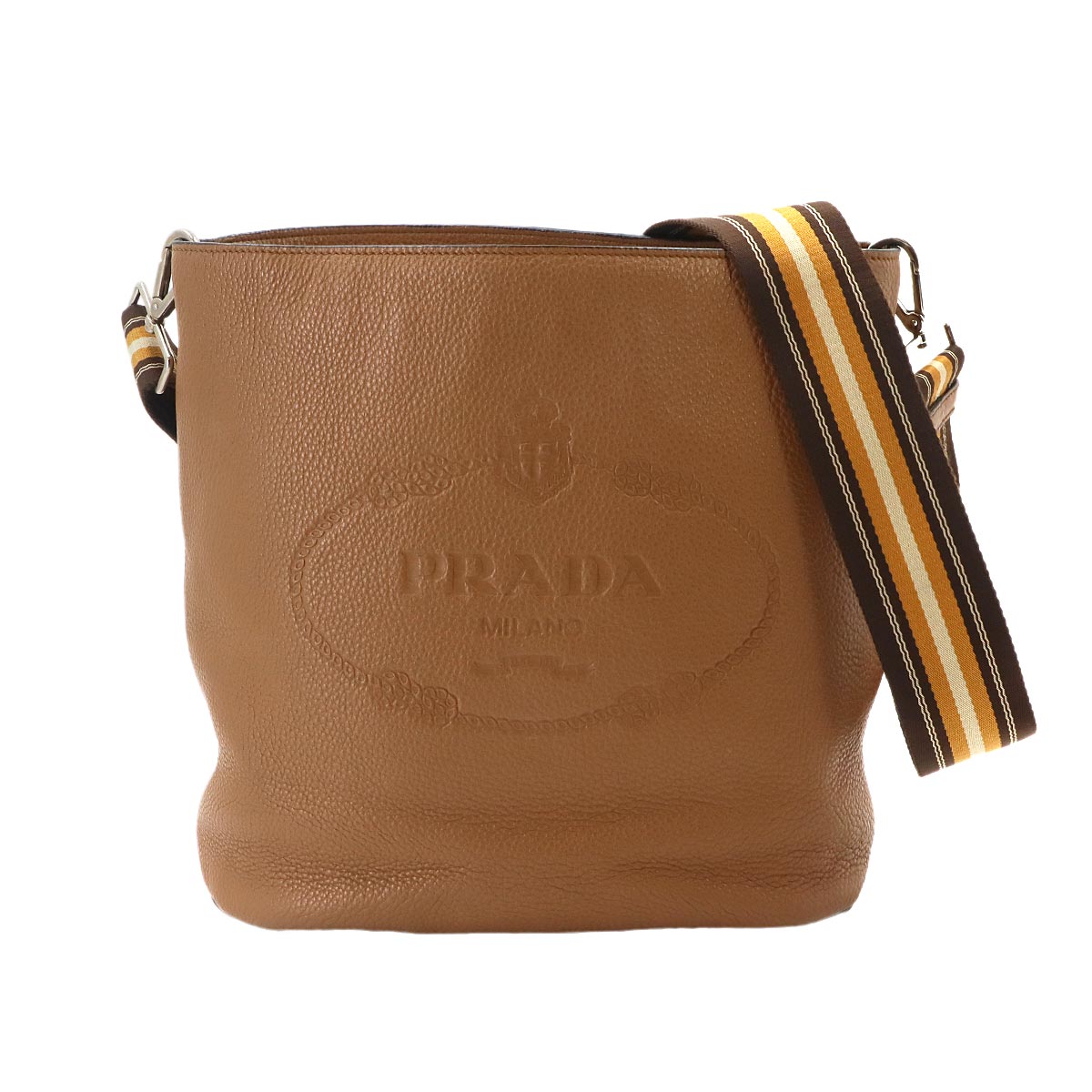 Shoulder Bag Leather Cannella Brown 1BE023 Emboss Logos