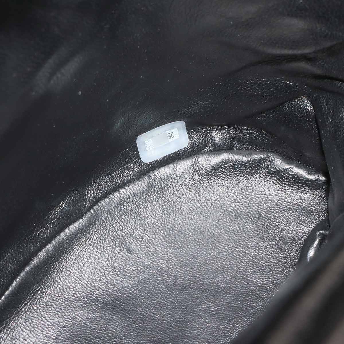 Matelasse Chain Backpack Leather Black duma Purse Vintage