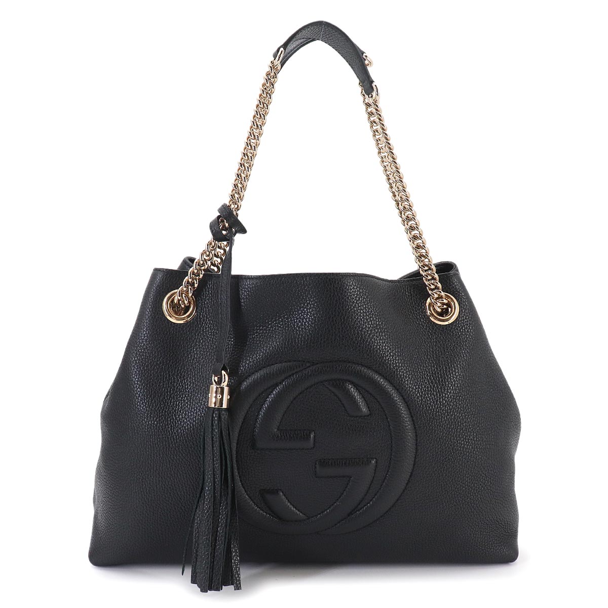 Interlocking G Soho Chain Tote Bag Leather Black 536196 Purse
