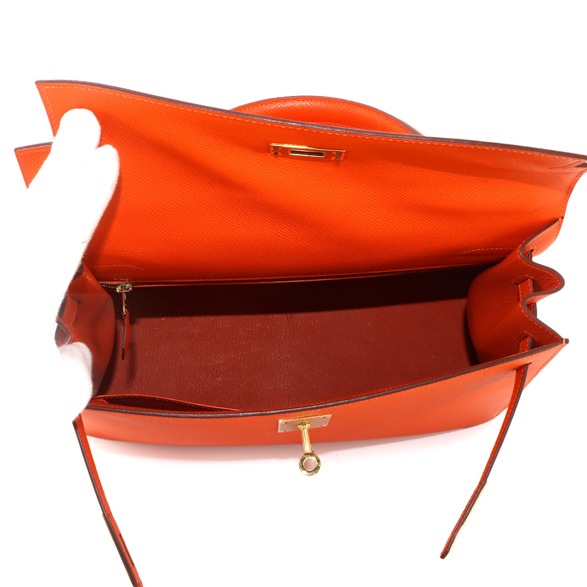 Kelly 32 Epsom Feu Orange 2way Hand Shouder Bag