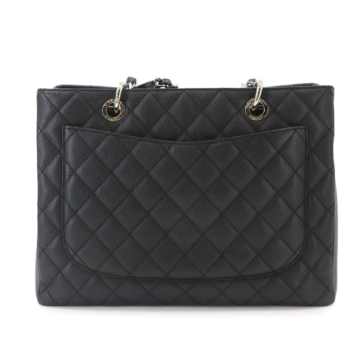 Matelasse Grand Shopping Tote Bag Leather Black GST A50995