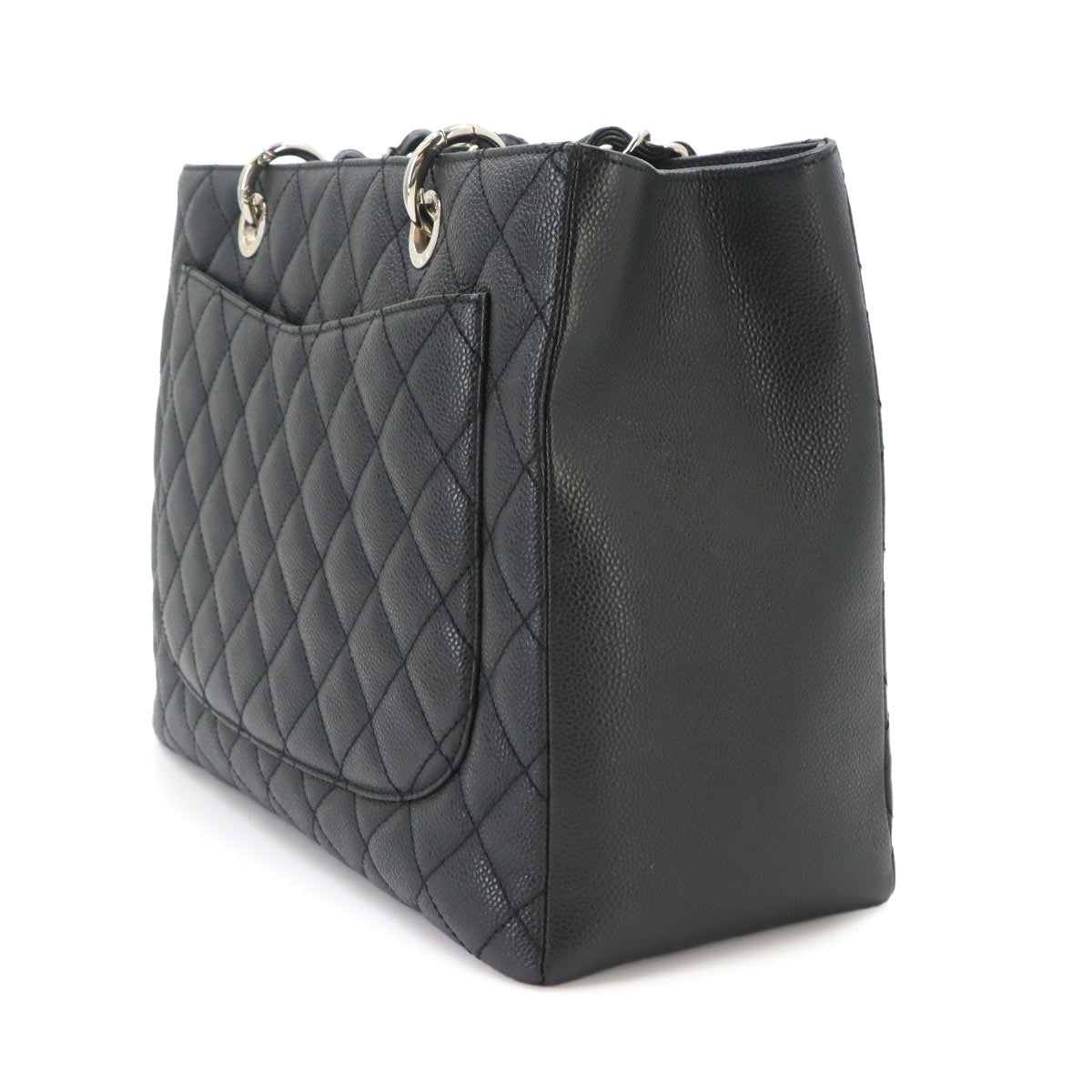 Matelasse Grand Shopping Tote Bag Leather Black GST A50995