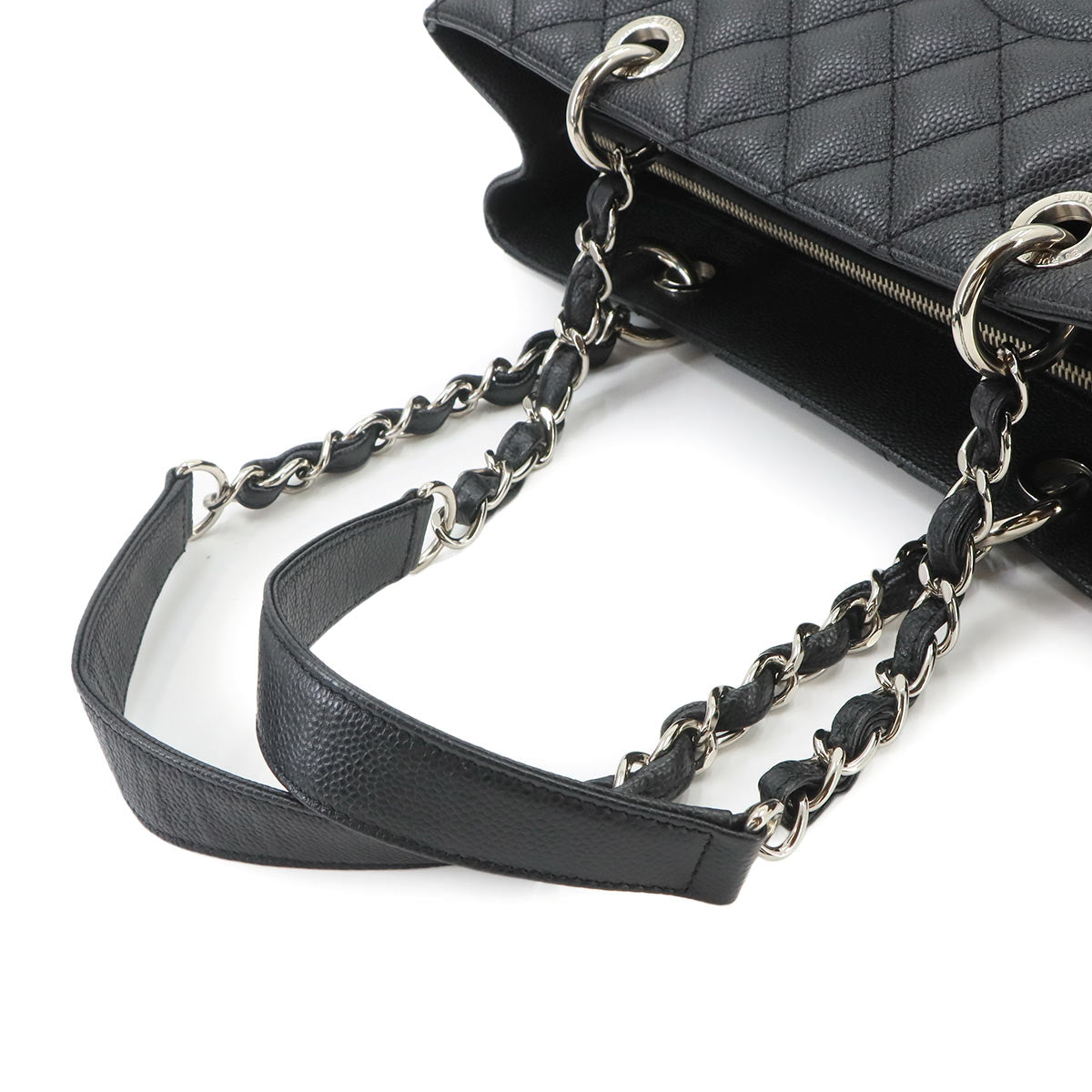 Matelasse Grand Shopping Tote Bag Leather Black GST A50995