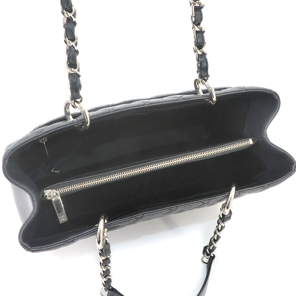 Matelasse Grand Shopping Tote Bag Leather Black GST A50995