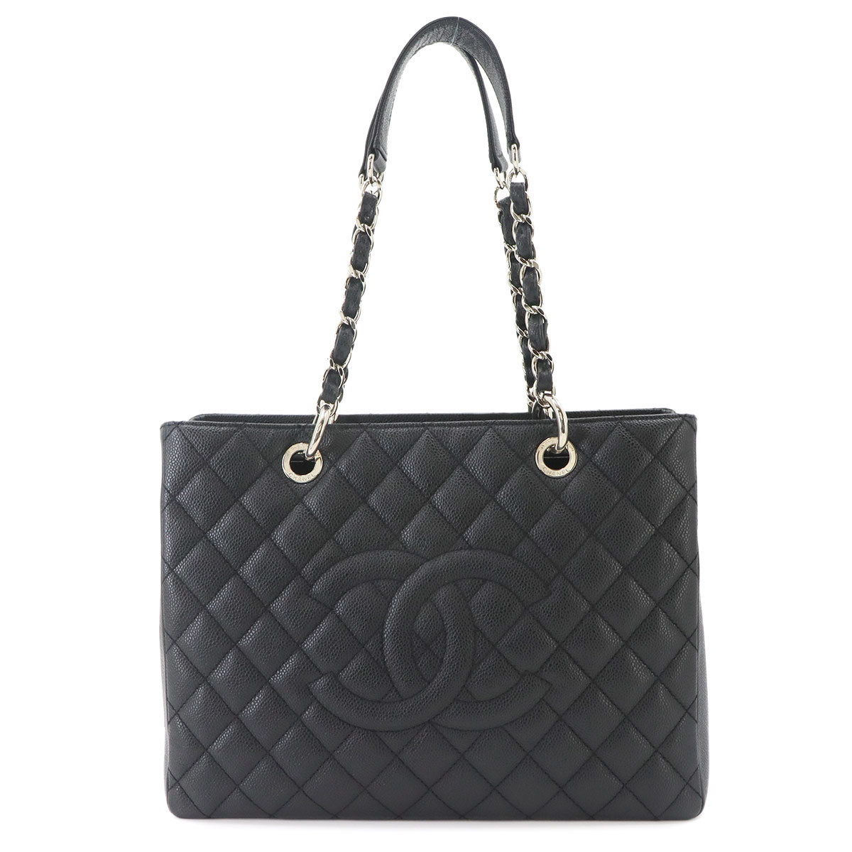 Matelasse Grand Shopping Tote Bag Leather Black GST A50995