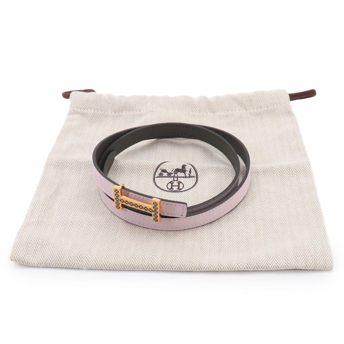 H Reversible Belt Swift Epsom Mauve Pale Vert gris Accessory