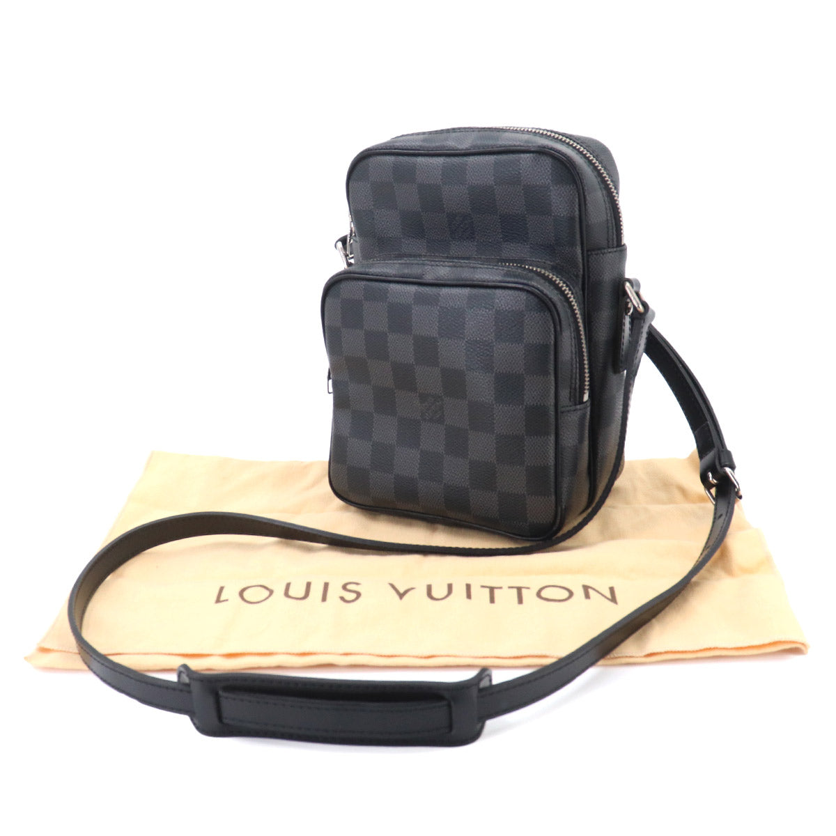 Damier Graphite Rem Shoulder Bag Black Gray N41446 Purse