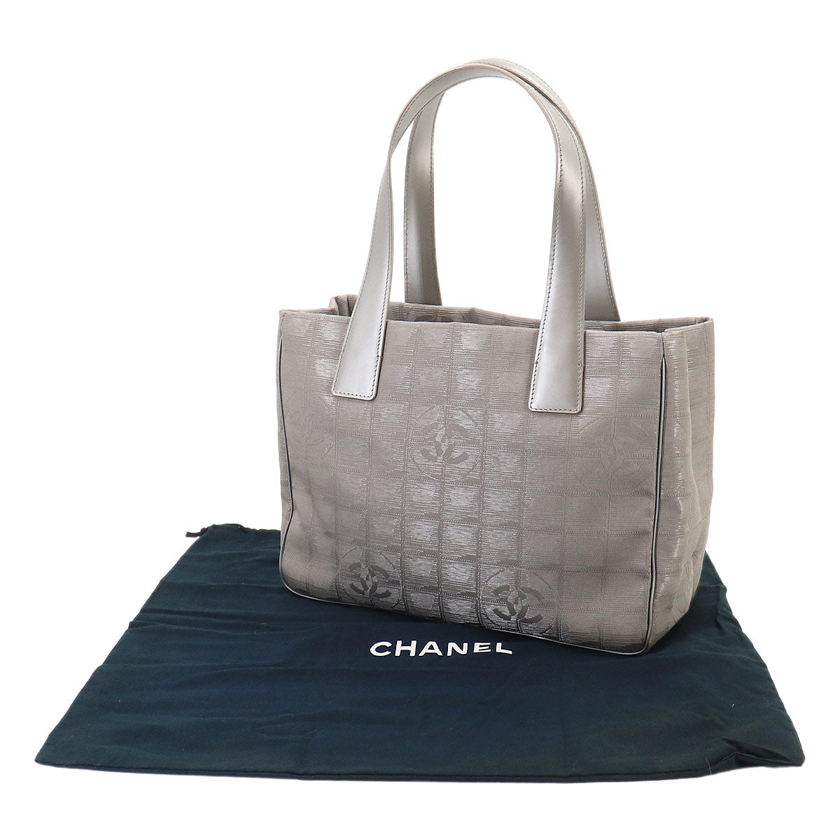 New Travel Line Tote PM Bag Nylon Jacquard Leather Silver A20457
