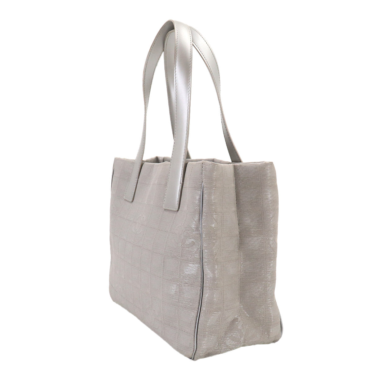 New Travel Line Tote PM Bag Nylon Jacquard Leather Silver A20457