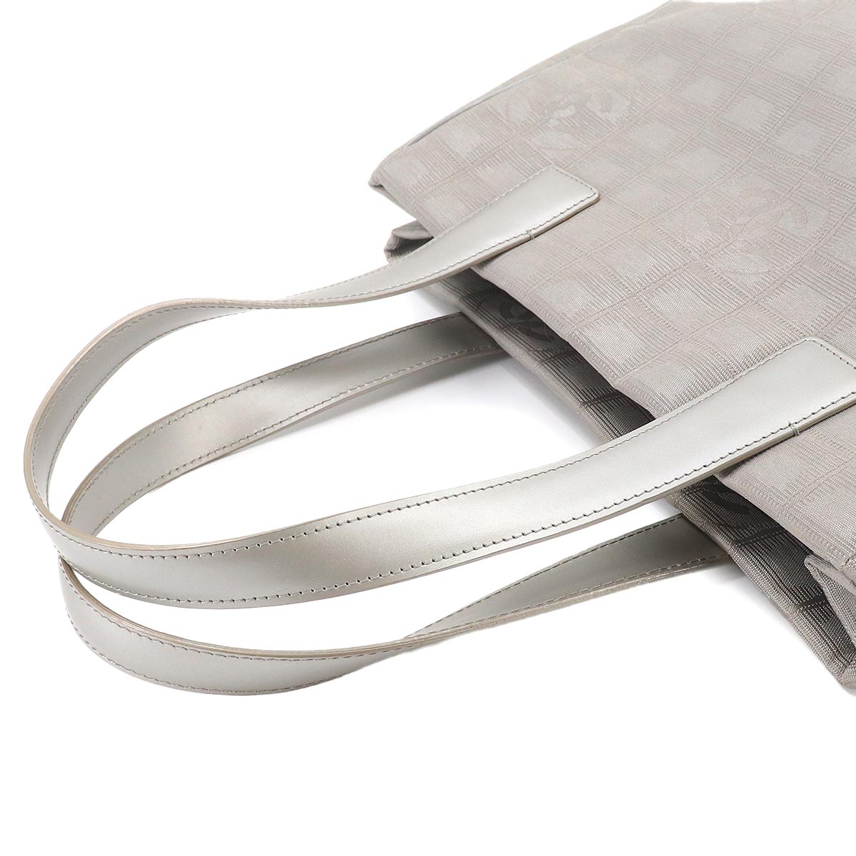 New Travel Line Tote PM Bag Nylon Jacquard Leather Silver A20457