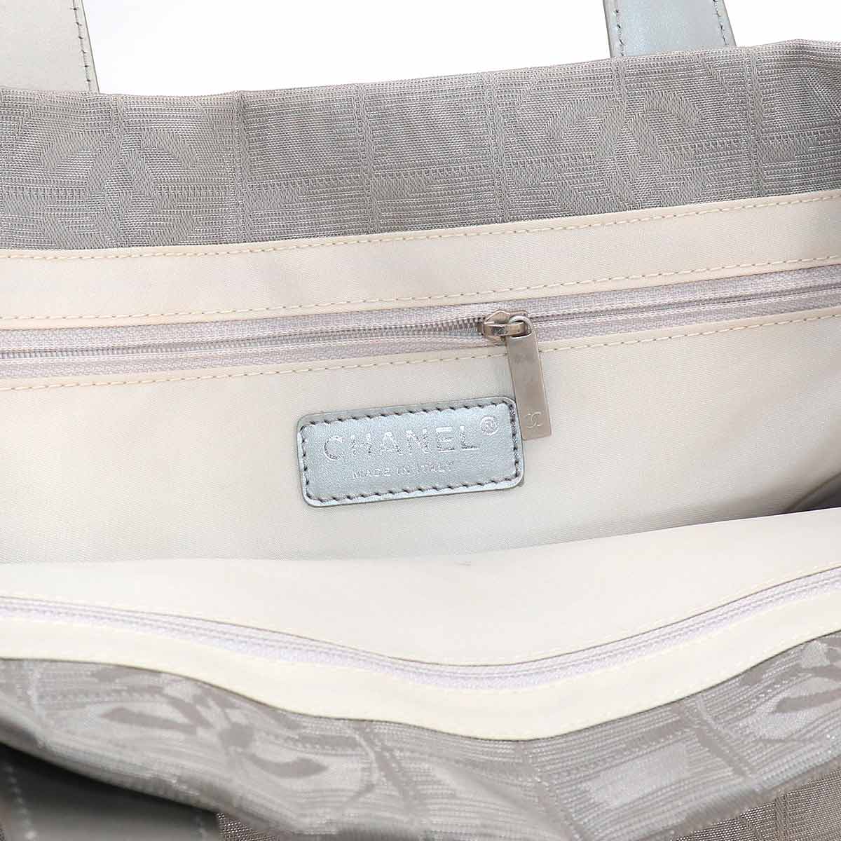 New Travel Line Tote PM Bag Nylon Jacquard Leather Silver A20457