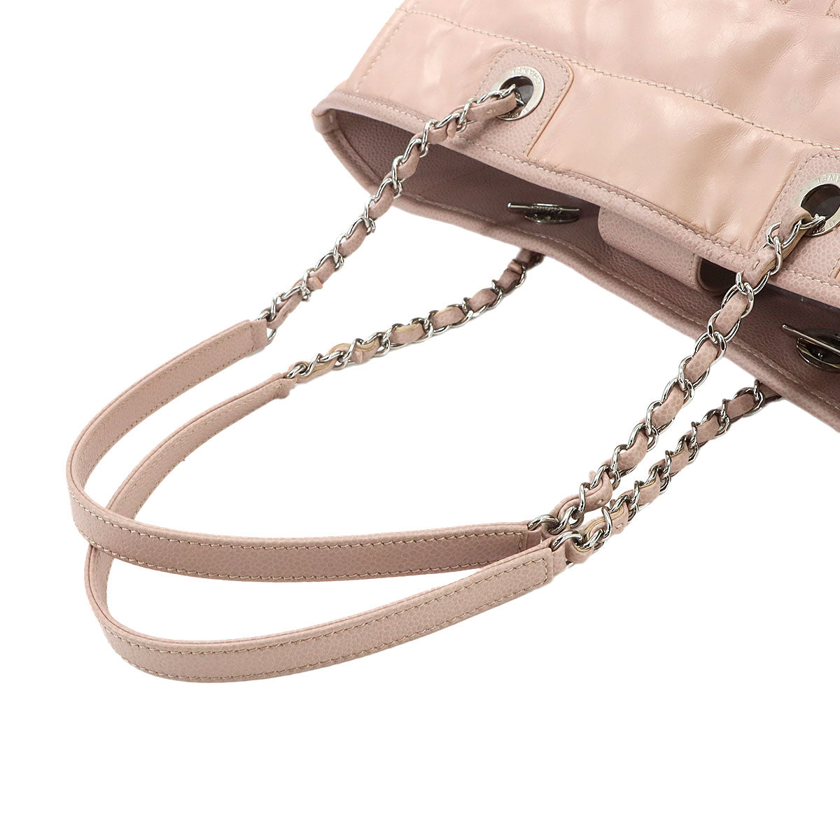 Deauville Chain Tote Bag Leather Pink A93257 Purse