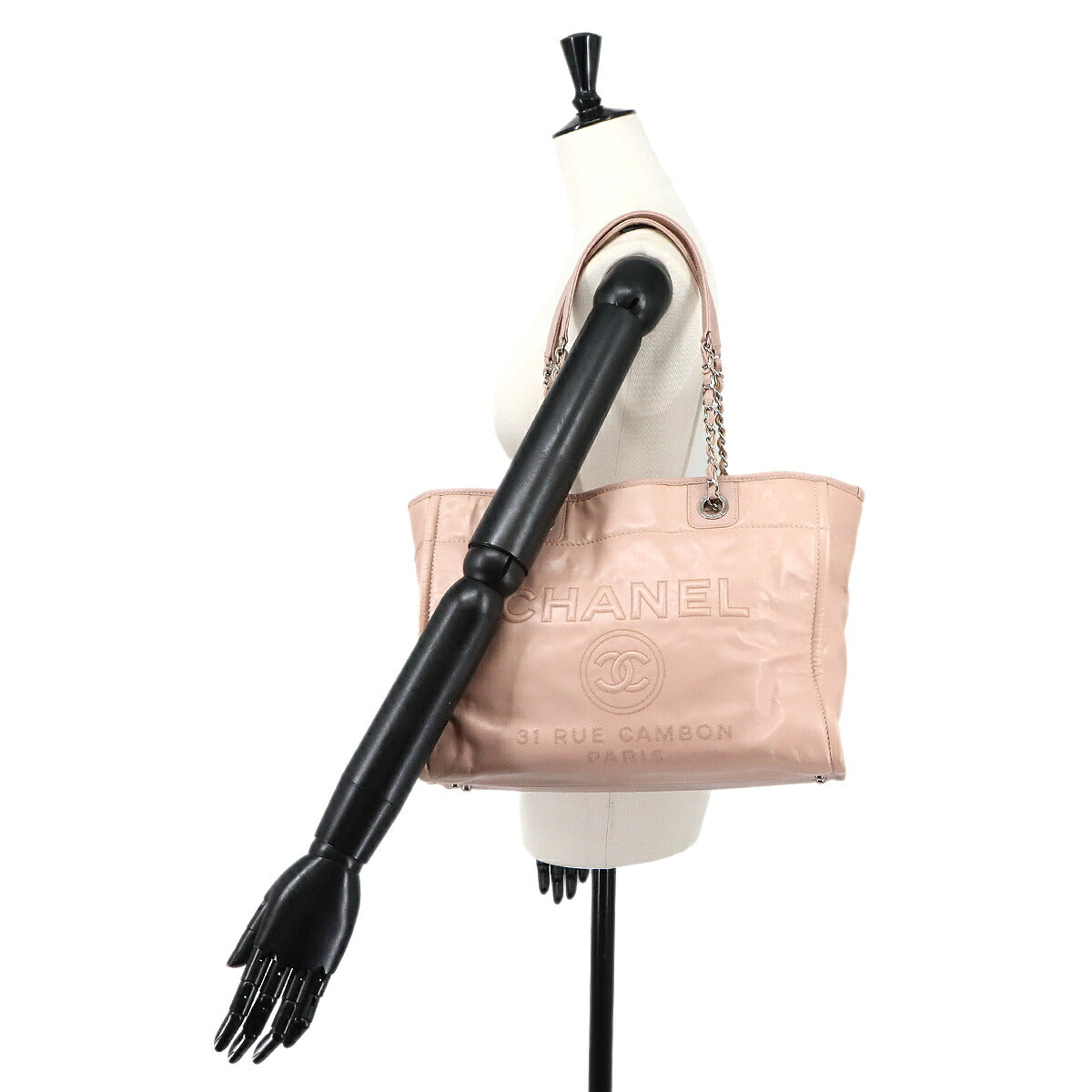 Deauville Chain Tote Bag Leather Pink A93257 Purse