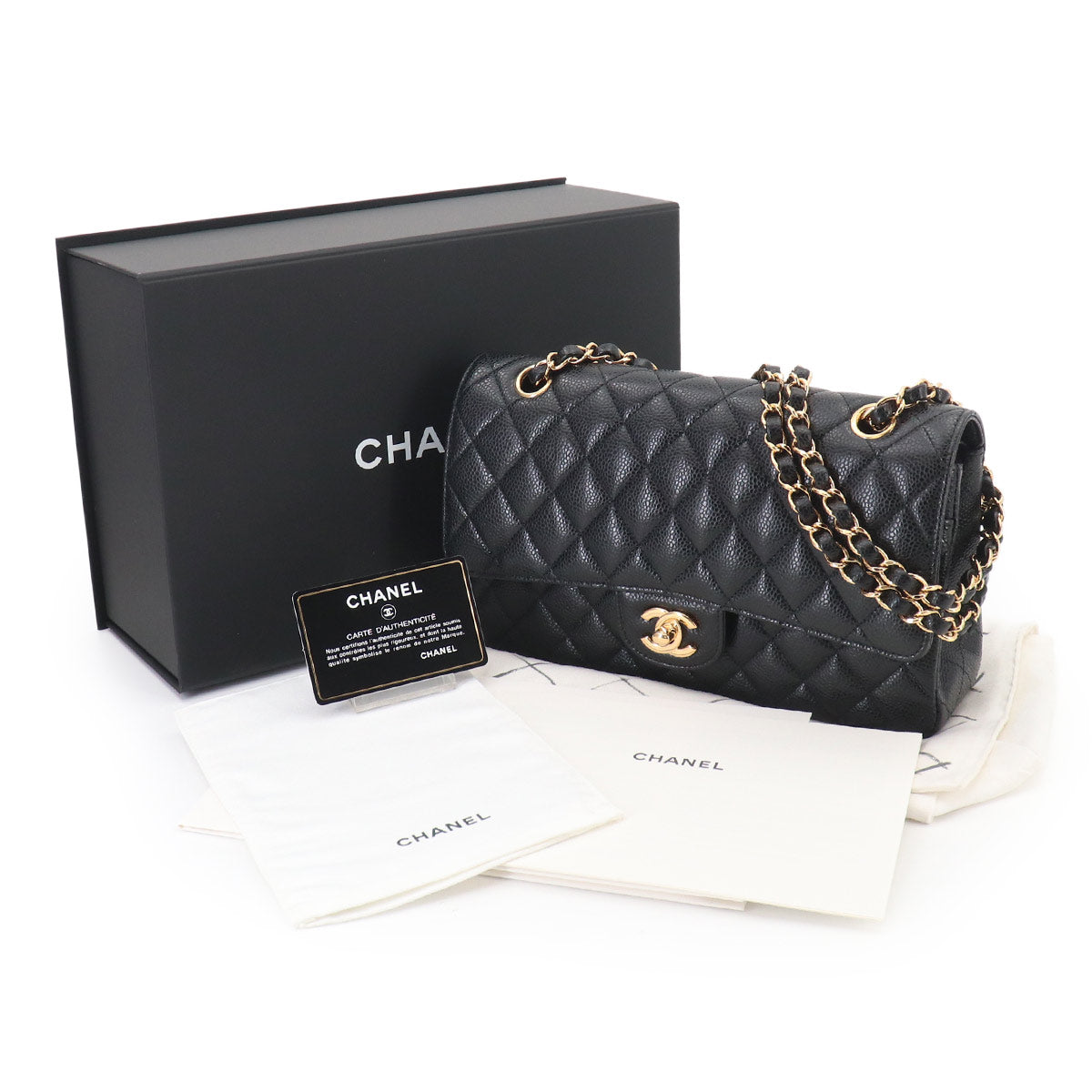 Matelasse 25 Chain Shoulder Bag Leather Black A01112 11.12