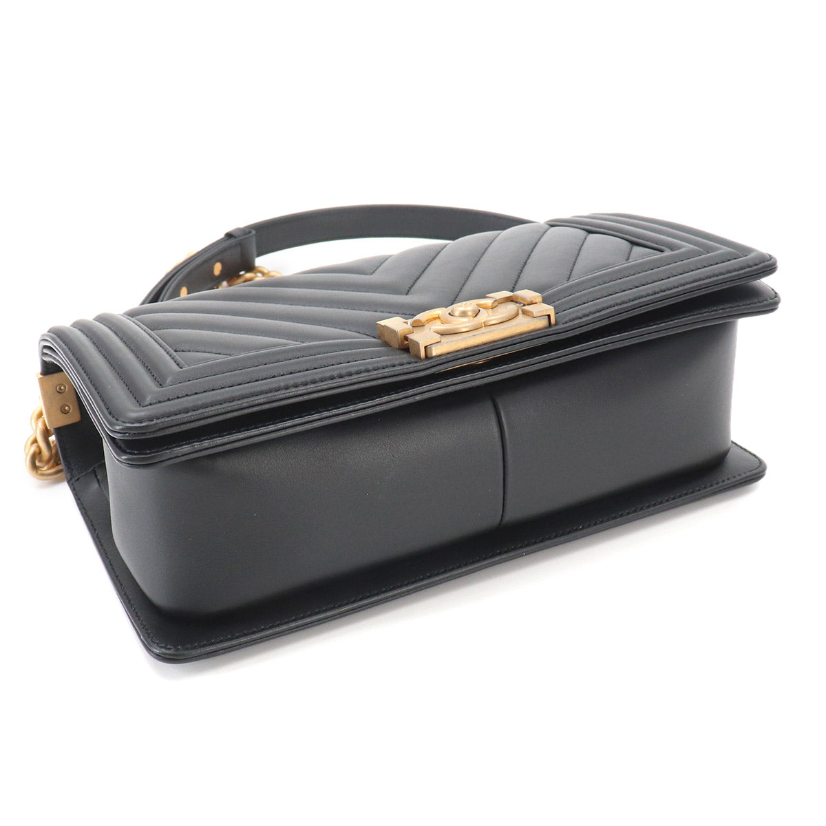 BOY CHANEL Chain Shoulder Bag Leather Black A67086 Chevron