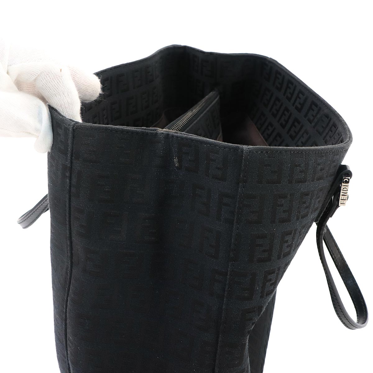 Zucchino Tote Bag Canvas Leather Black 8BH133 Purse