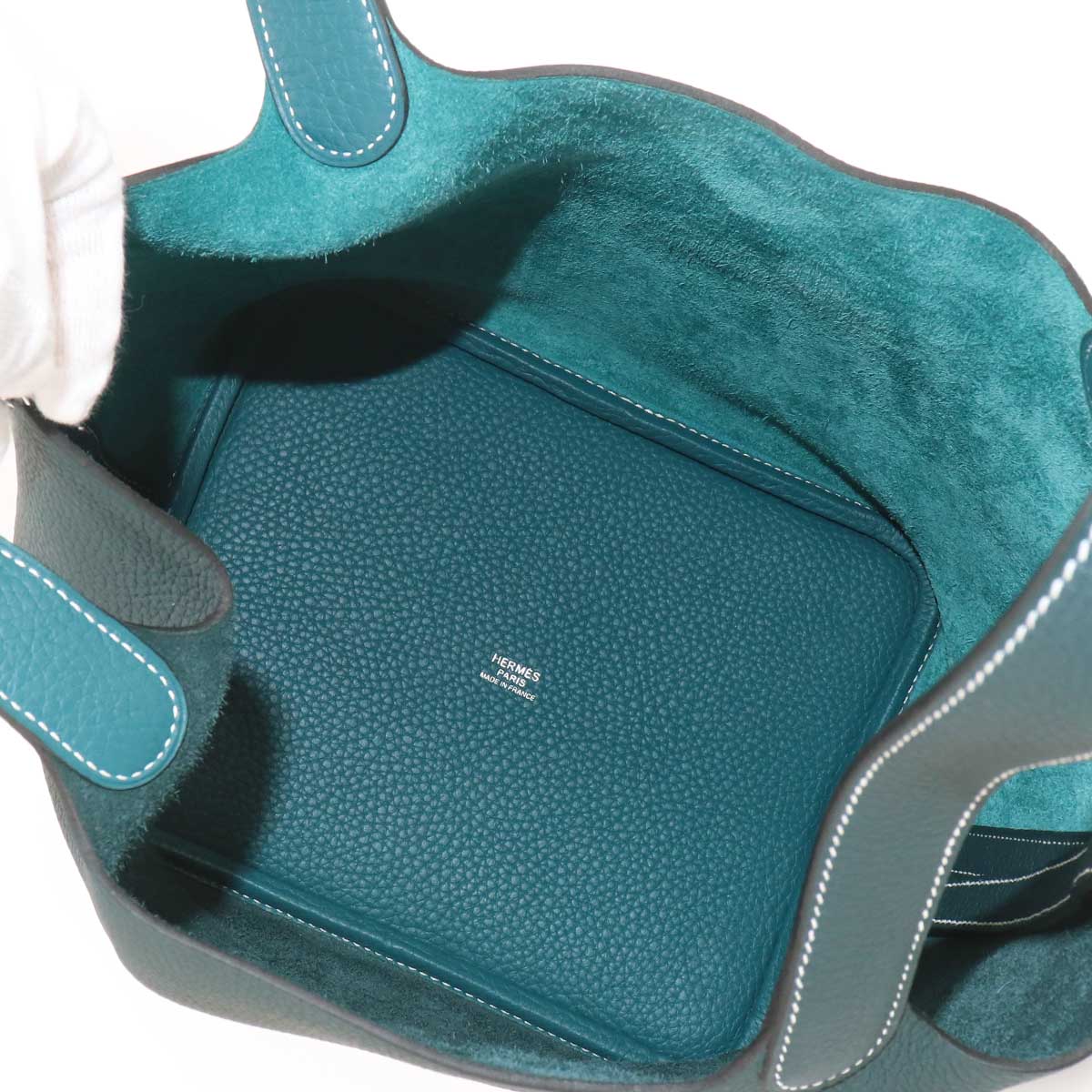 Picotin Lock Casaque MM Hand Bag Taurillon Clemence Vert cypres
