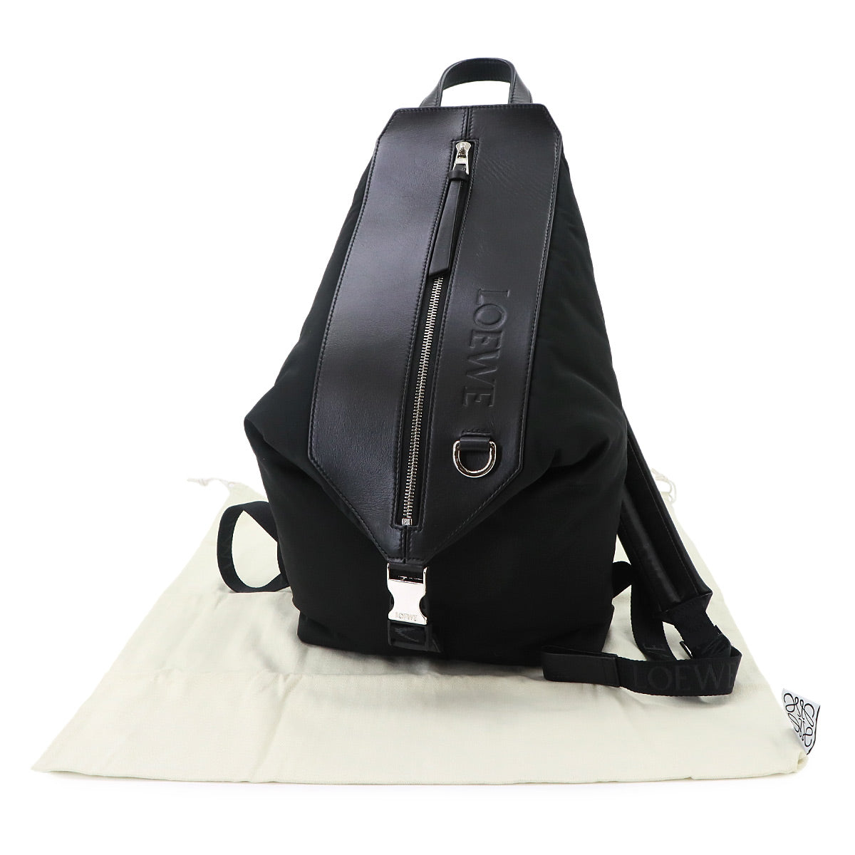 Convertible Backpack Nylon Leather Black B777W22X02 Purse