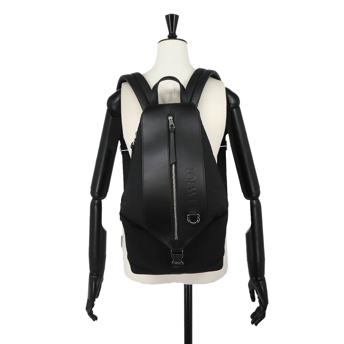 Convertible Backpack Nylon Leather Black B777W22X02 Purse