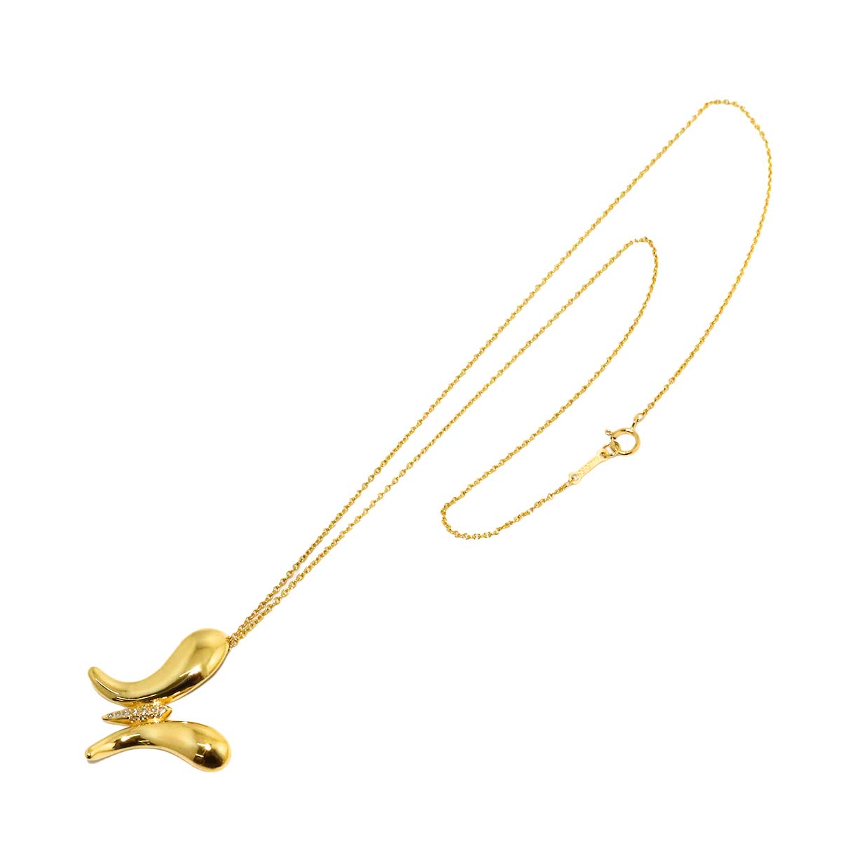 Butterfly Diamond Necklace 18K Yellow Gold 750