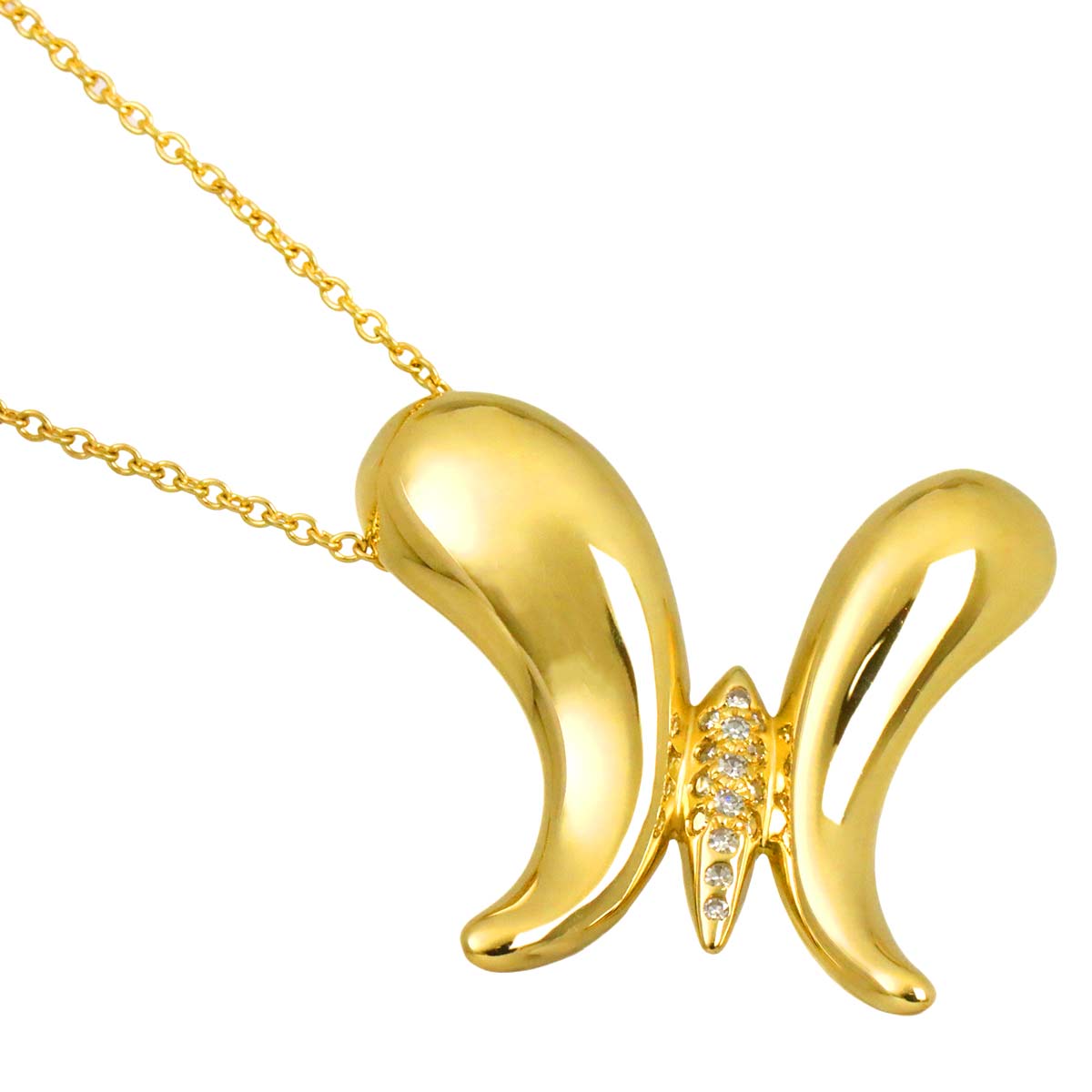 Butterfly Diamond Necklace 18K Yellow Gold 750