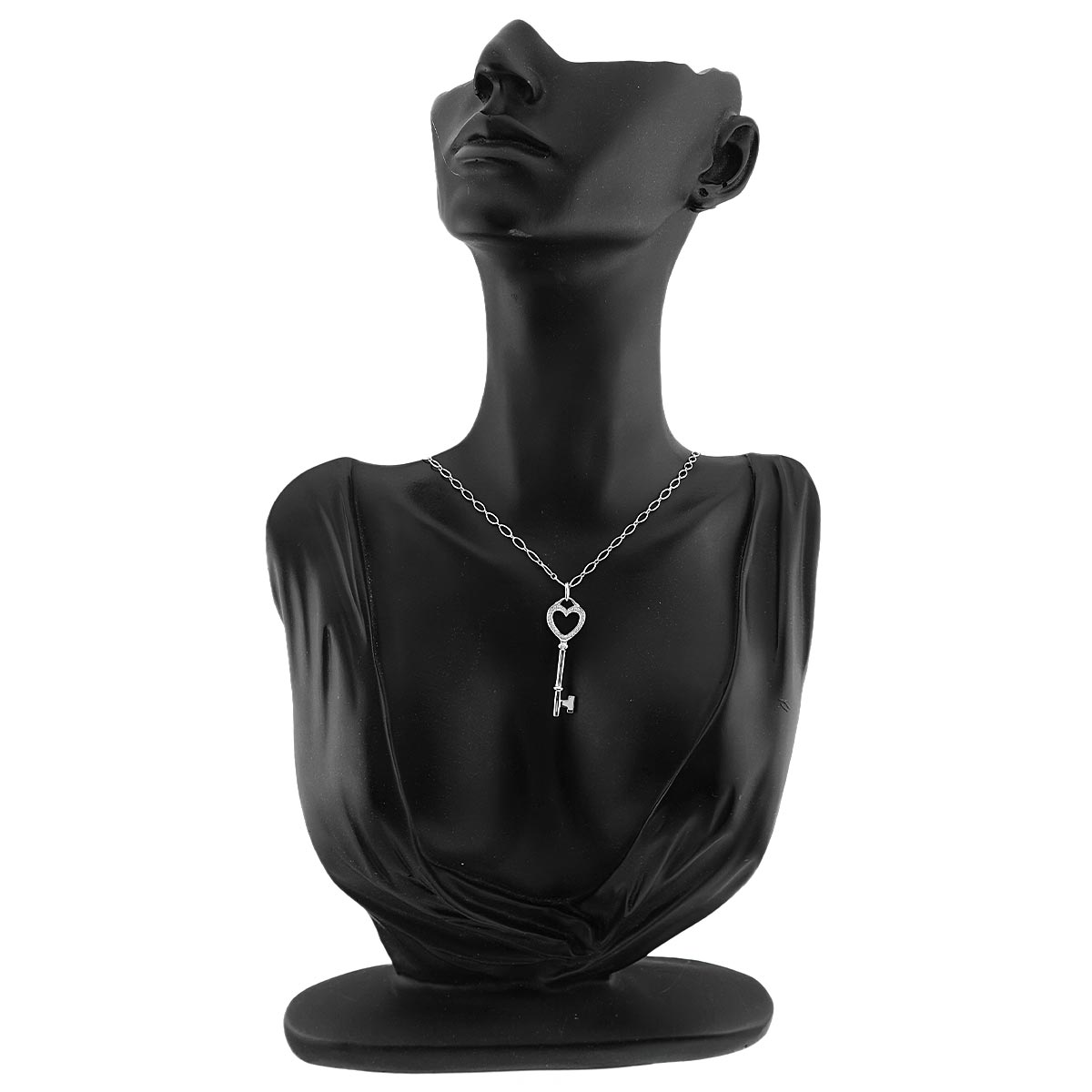Heart Key Diamond Necklace 18K White Gold 750