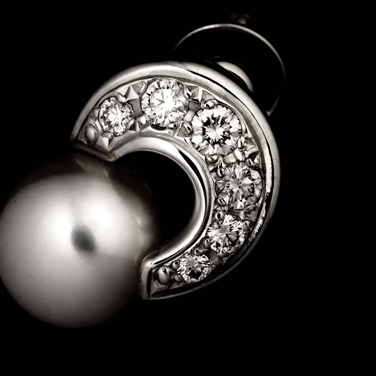 Akoya Pearl 7.0mm Diamond Earrings Clip on 18K WG 750