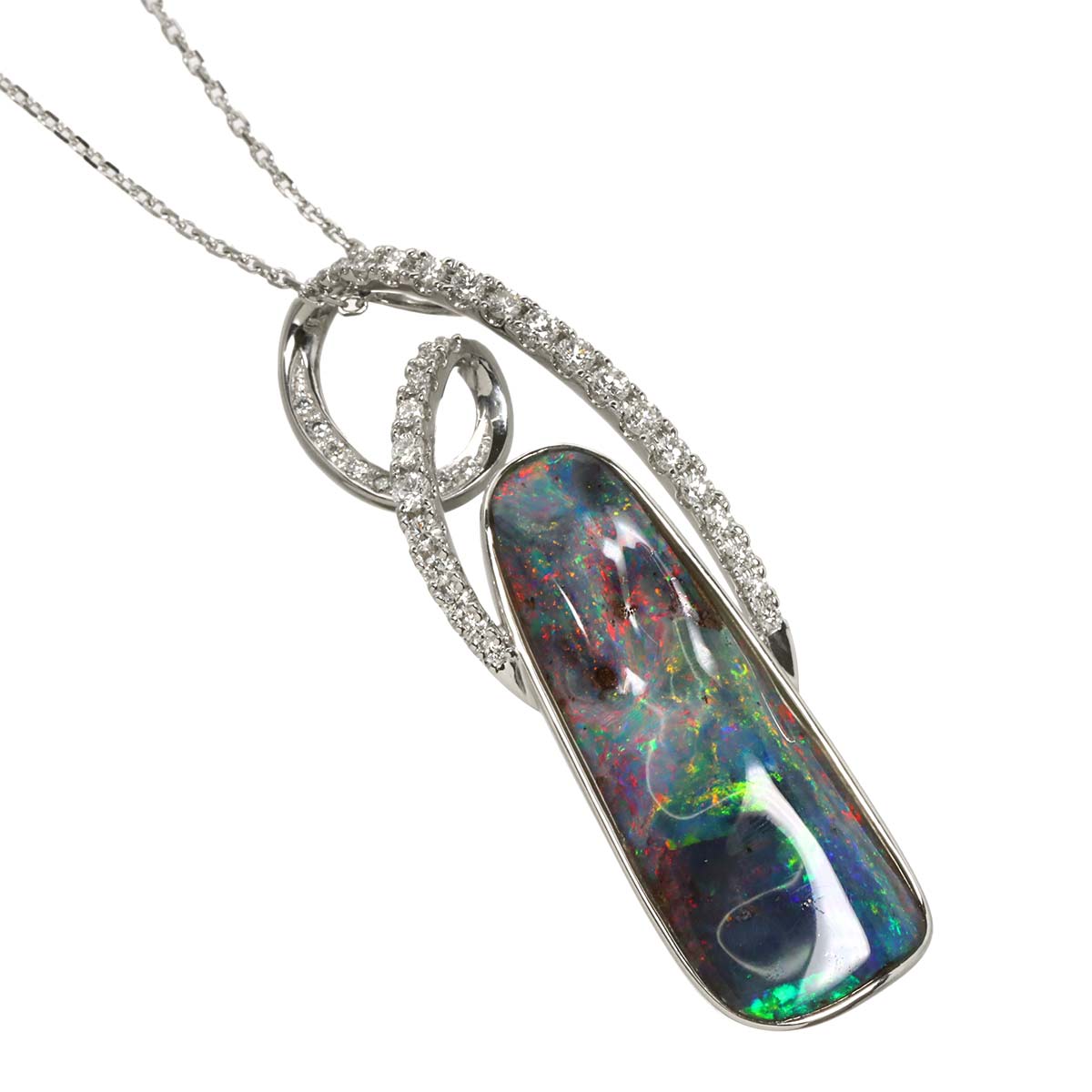 Opal Diamond 0.59ct Necklace 18K WG 750