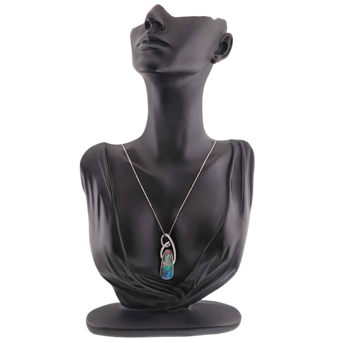 Opal Diamond 0.59ct Necklace 18K WG 750