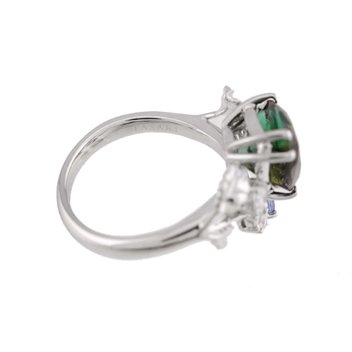 Tourmaline 3.26ct Diamond 0.17ct Iolite Ring 18K WG 6.5-6.75(US)