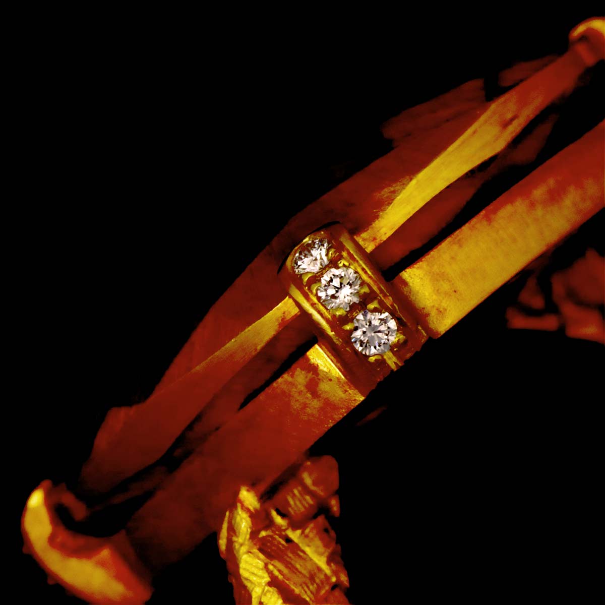 Diamond Ring 18K YG 750 5-5.25(US)