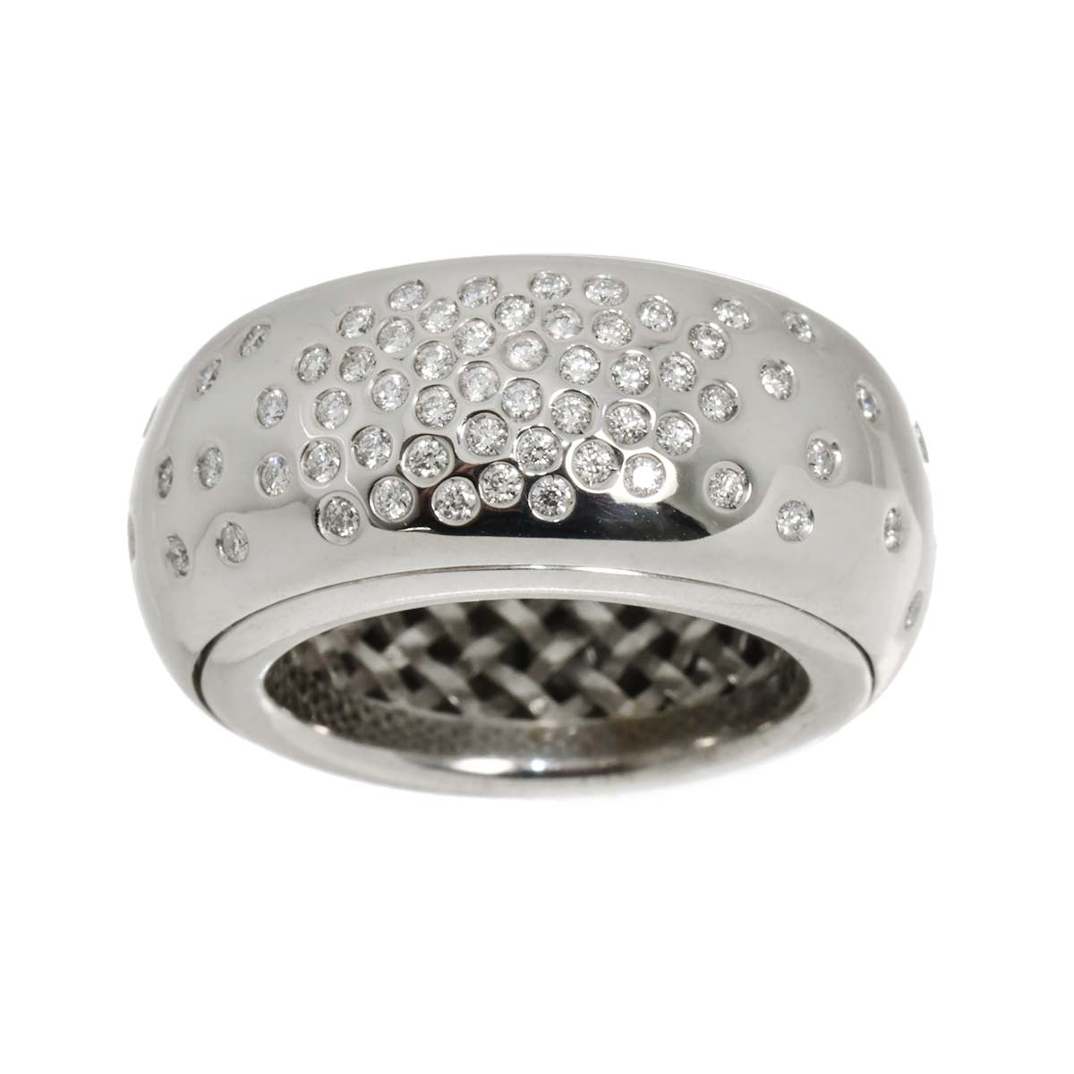 Diamond Ring 18K WG 750 Size9 4-4.5(US)