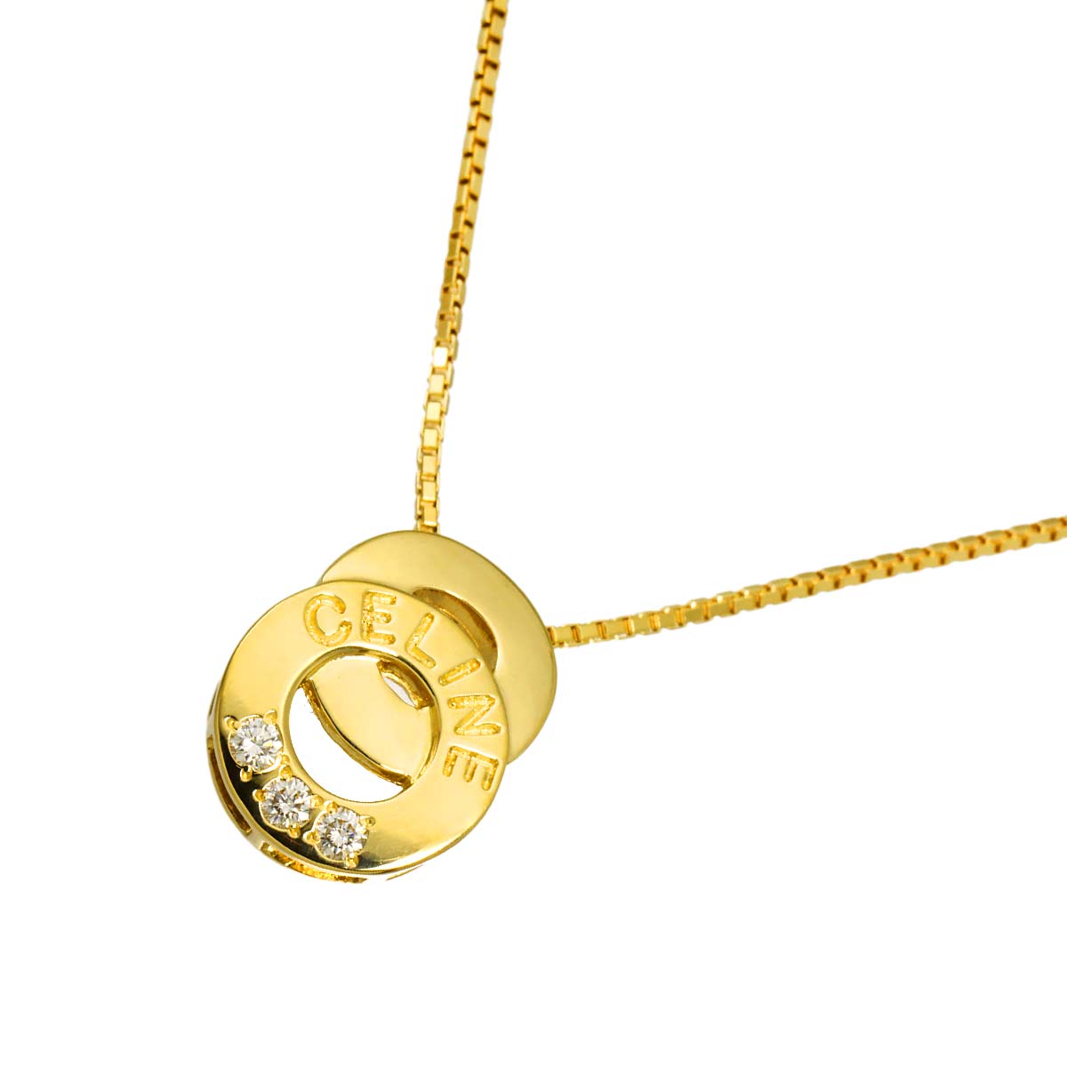 Logo Diamond 0.08ct Necklace 18K YG Yellow Gold 750