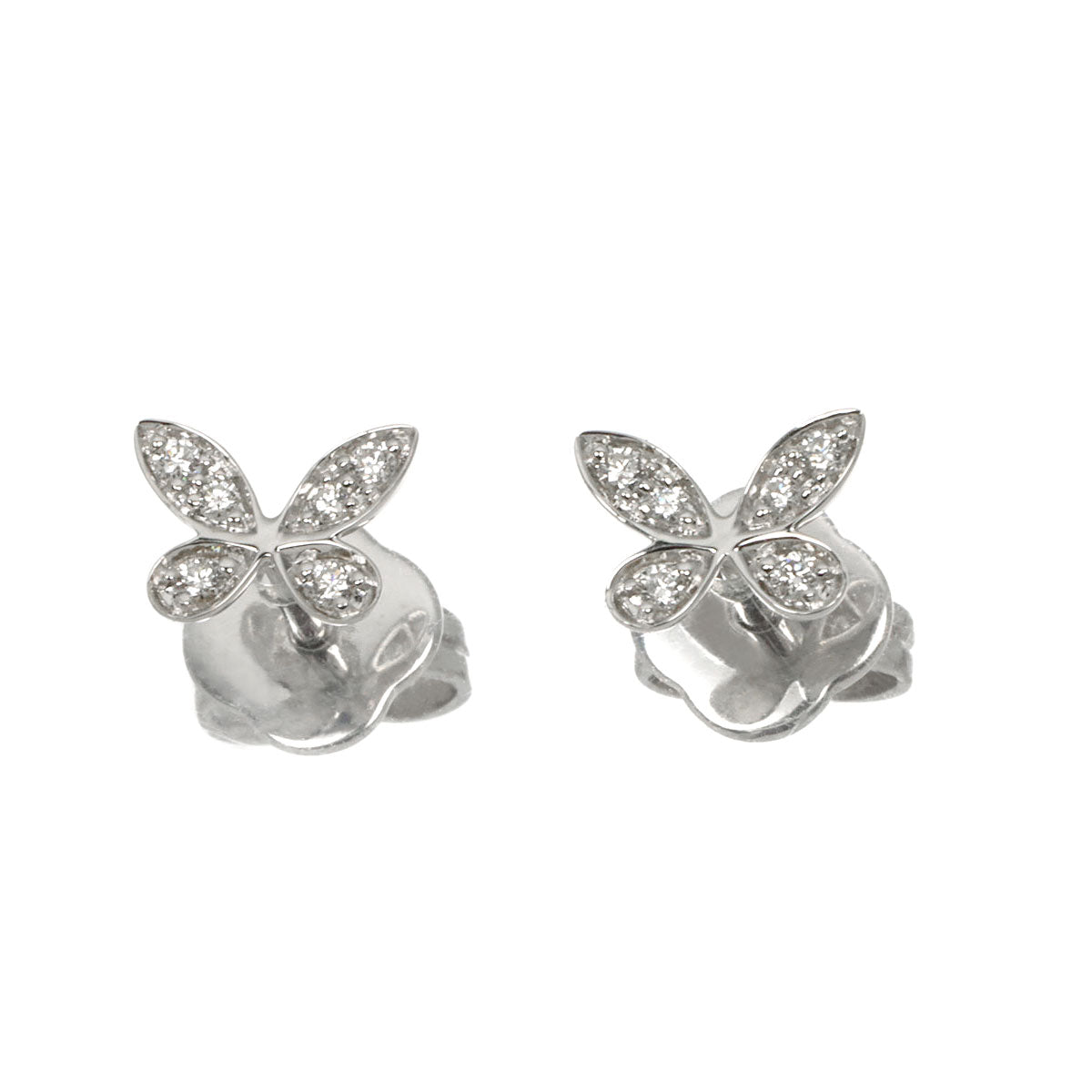 Butterfly Diamond Earrings Pierced 18K WG 750