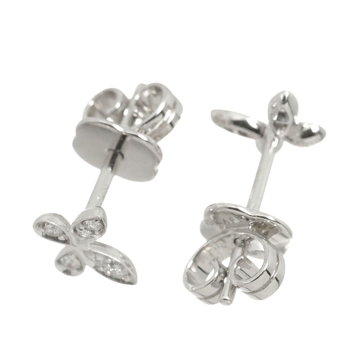 Butterfly Diamond Earrings Pierced 18K WG 750