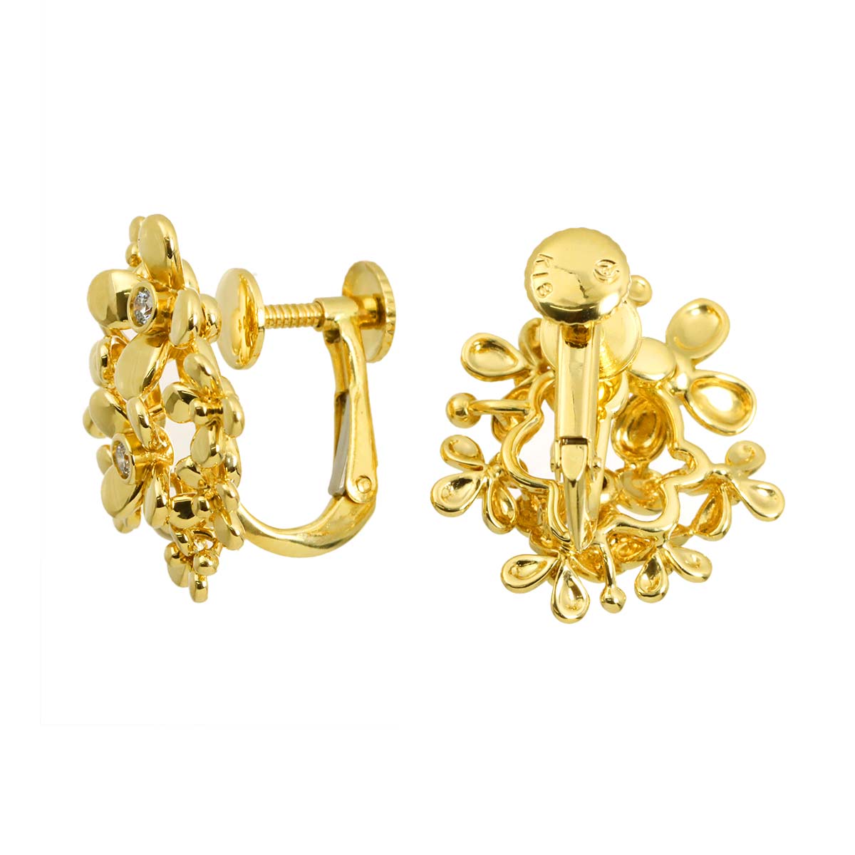 Diamond 0.04ct/0.04ct Earrings Clip on 18K YG 750